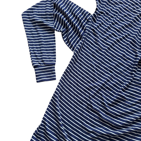 Sweet Mommy Maternity Blue & White Striped Long Sleeve/Cap Sleeve Top NWT - Picture 3 of 9
